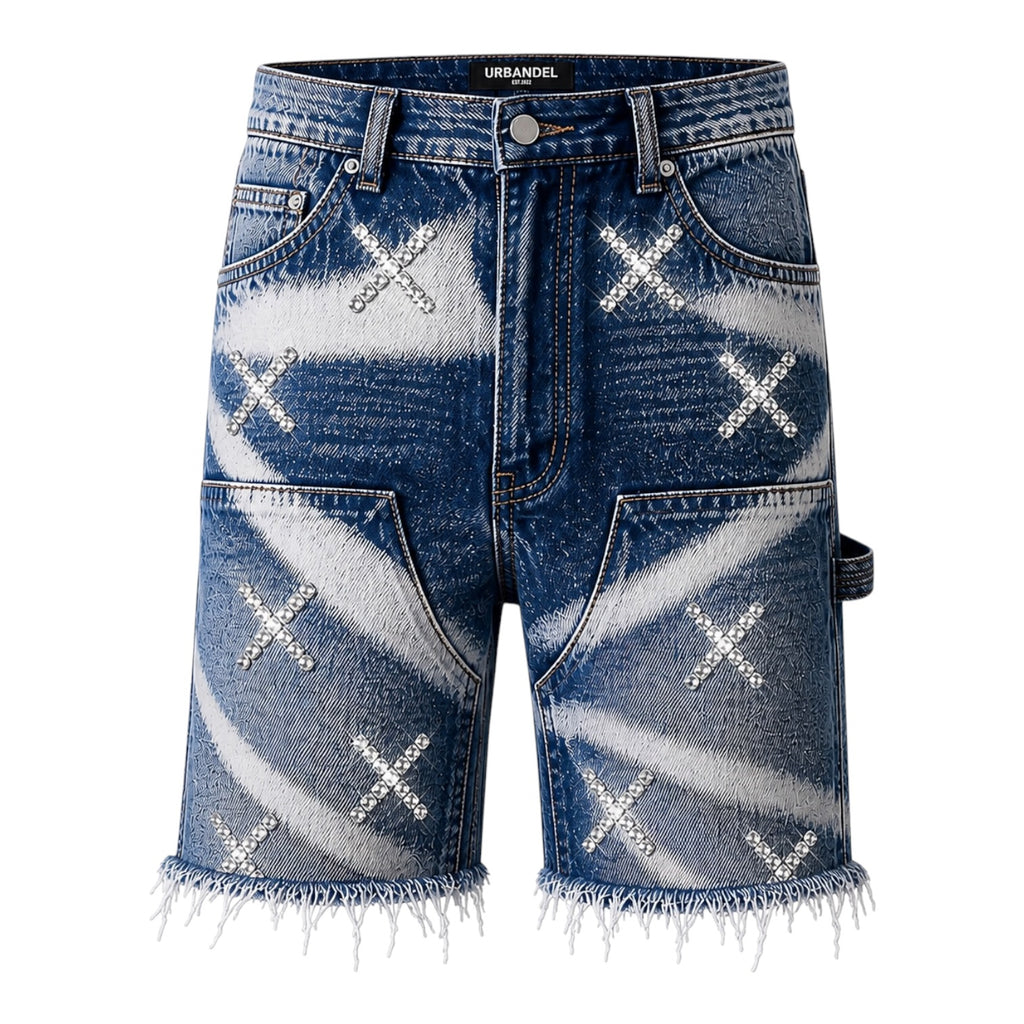X-Strike Drift” Rhinestone Denim Shorts