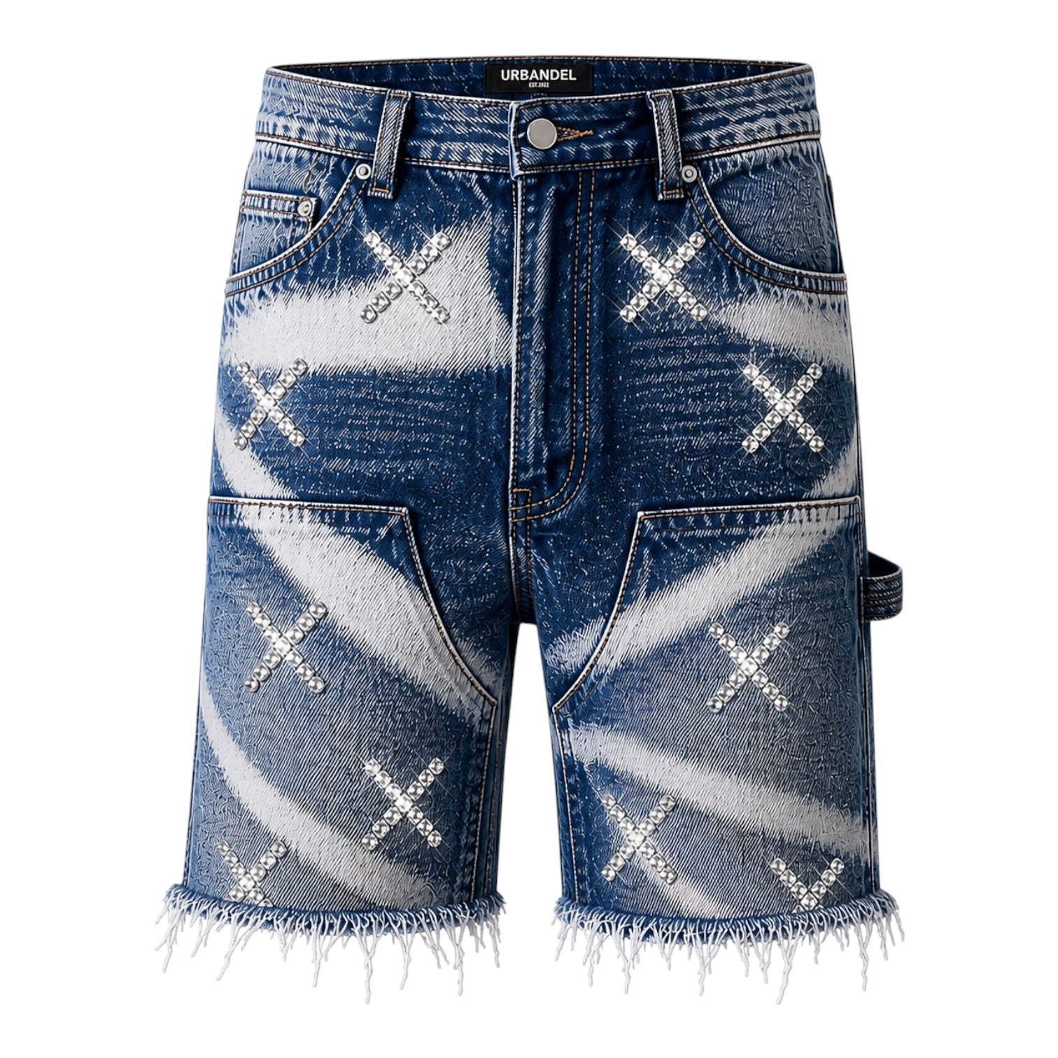X-Strike Drift” Rhinestone Denim Shorts