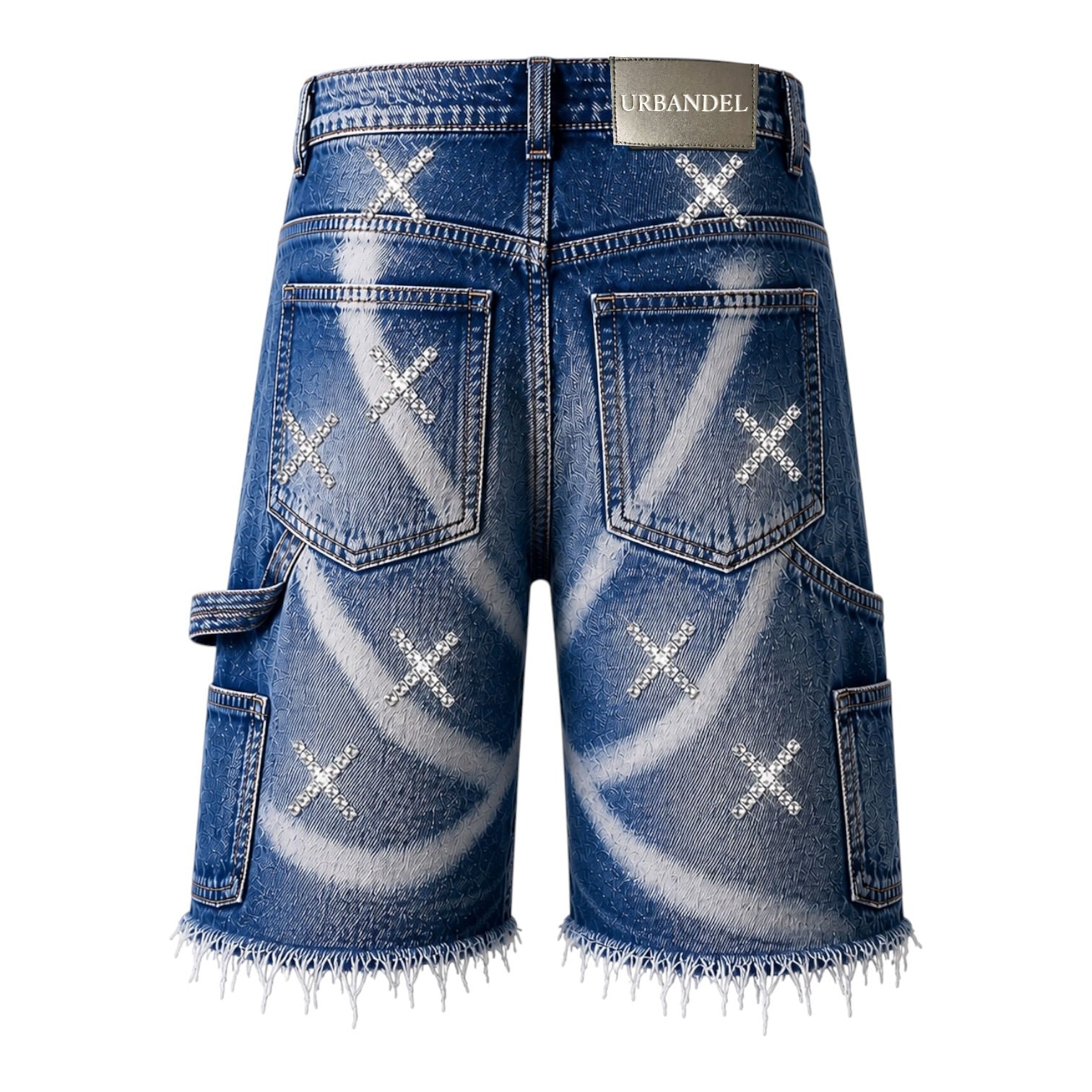 X-Strike Drift” Rhinestone Denim Shorts
