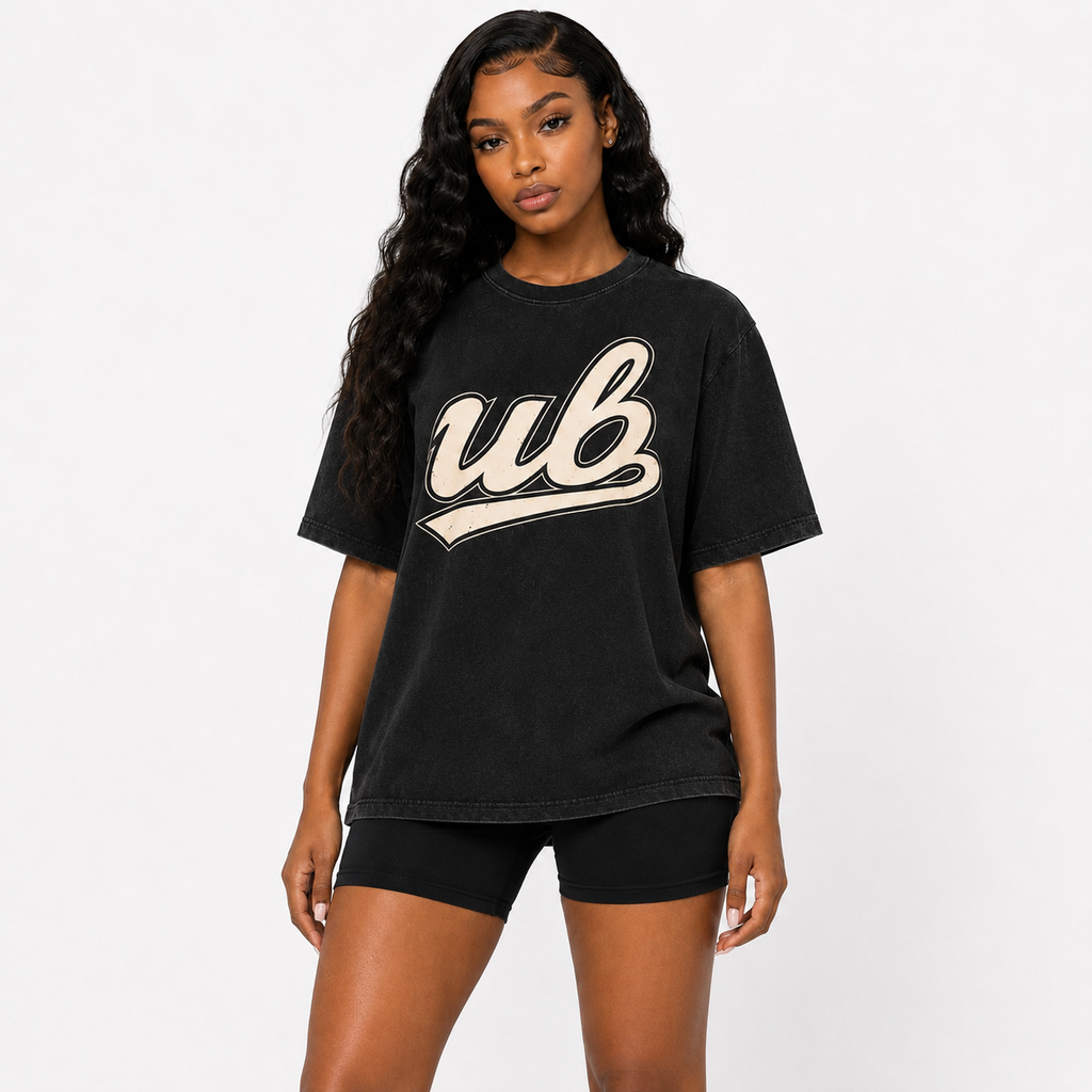 UB Vintage Script Tee – Washed Black