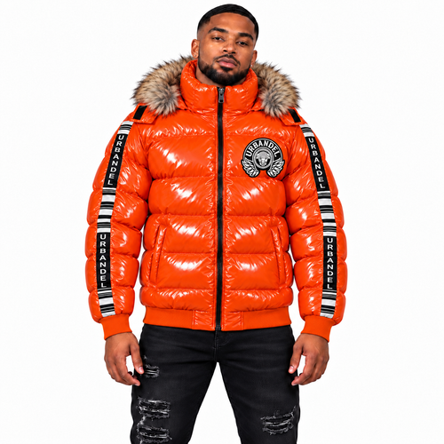 Arctic Bull Gloss Puffer Jacket – Solar Orange