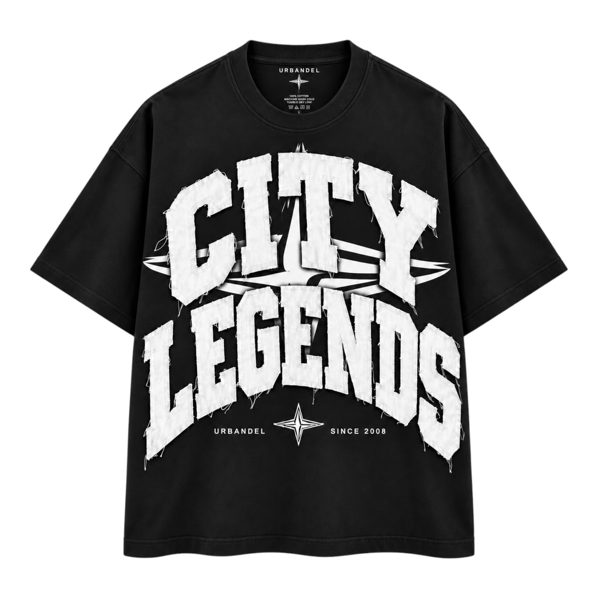 City Legends Denim Appliqué Tee – Black