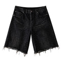 Midnight Speckle” Distressed Denim Shorts