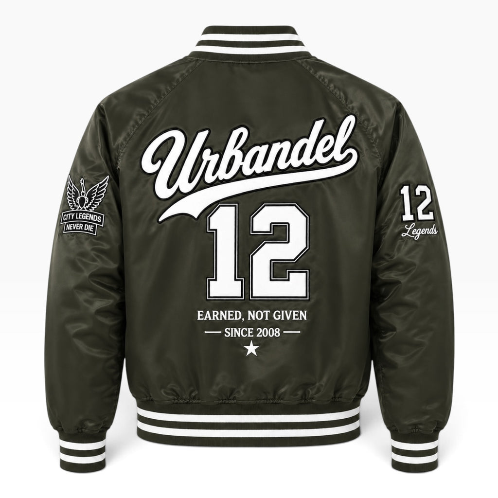 City Legends Satin Varsity Jacket - Green