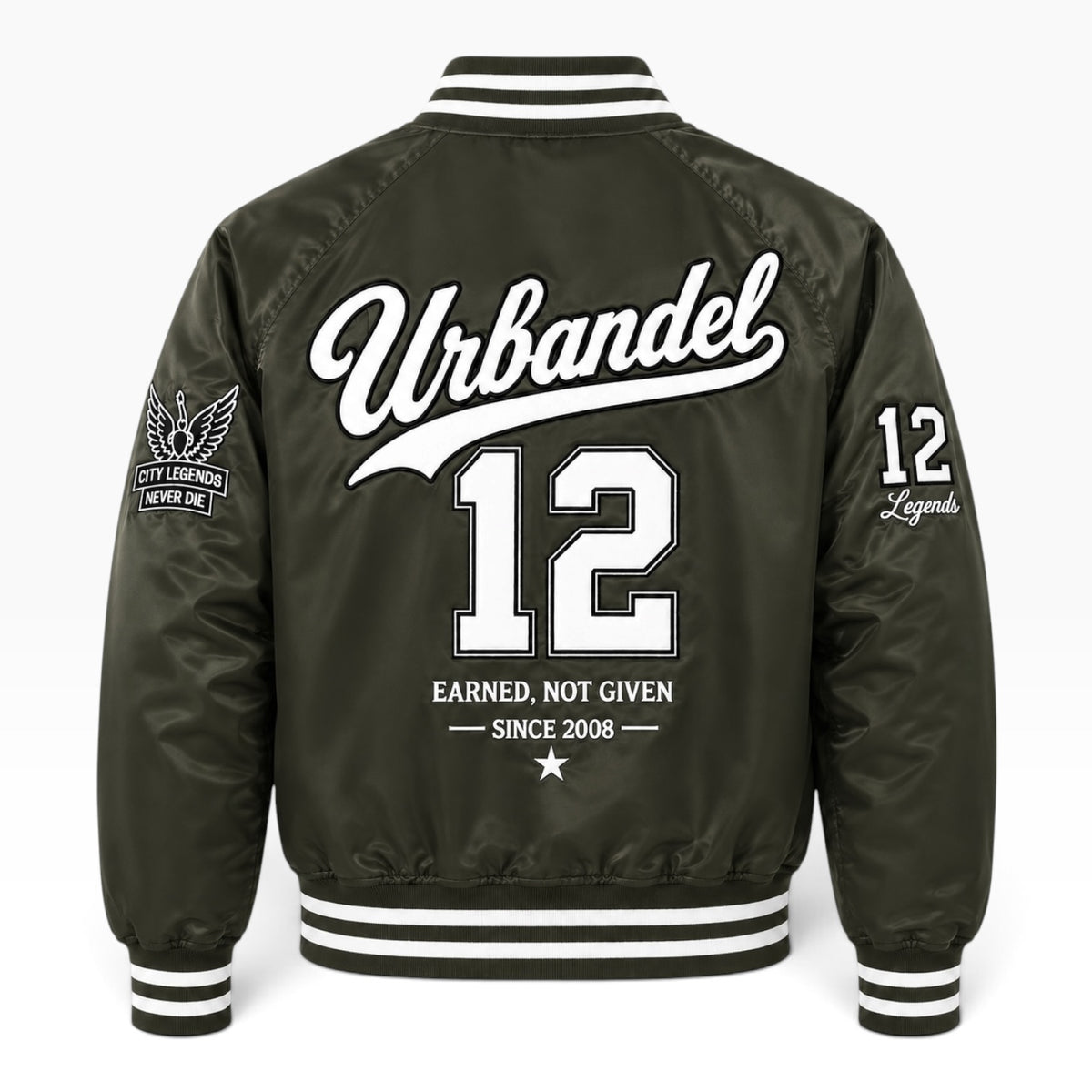 City Legends Satin Varsity Jacket - Green