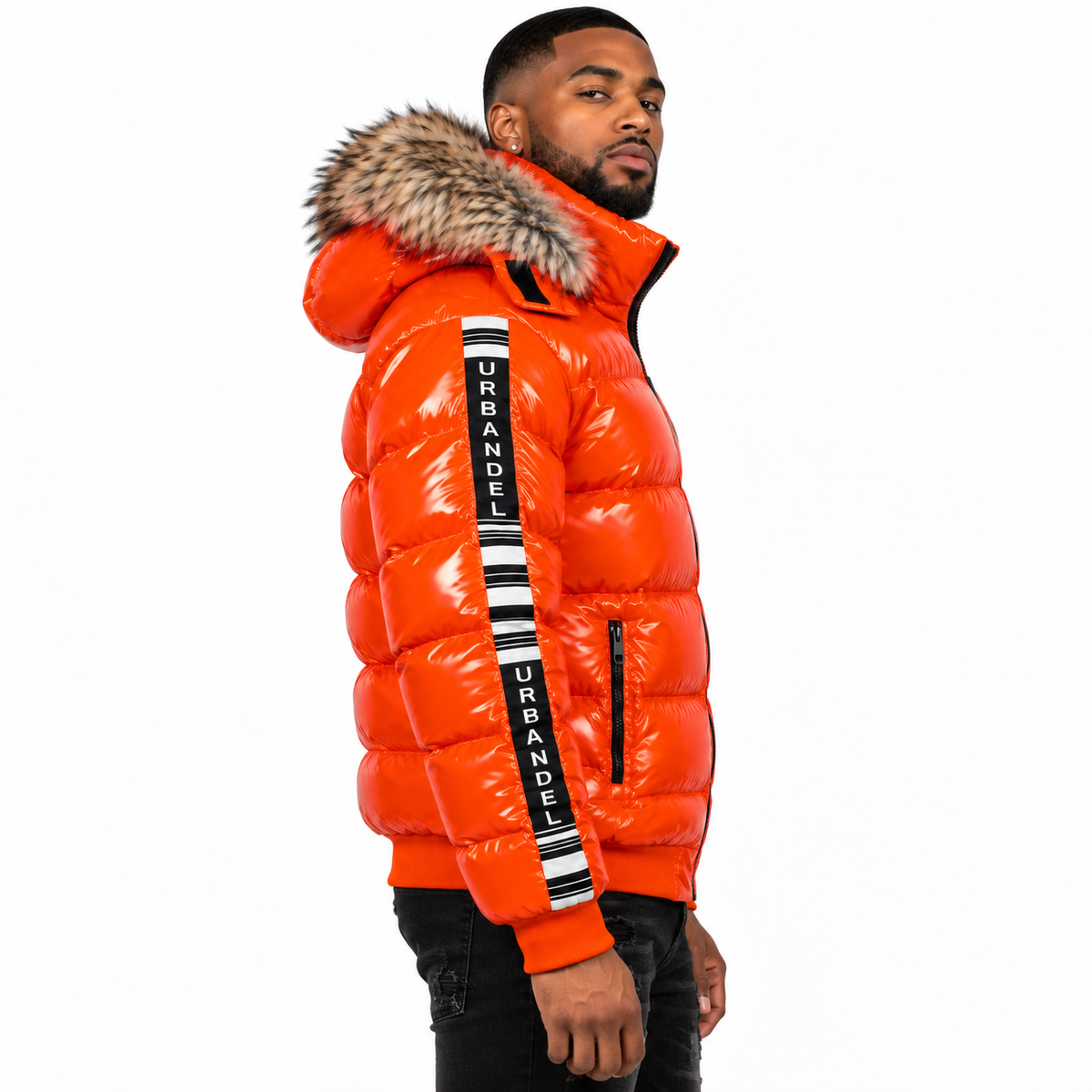 Arctic Bull Gloss Puffer Jacket – Solar Orange