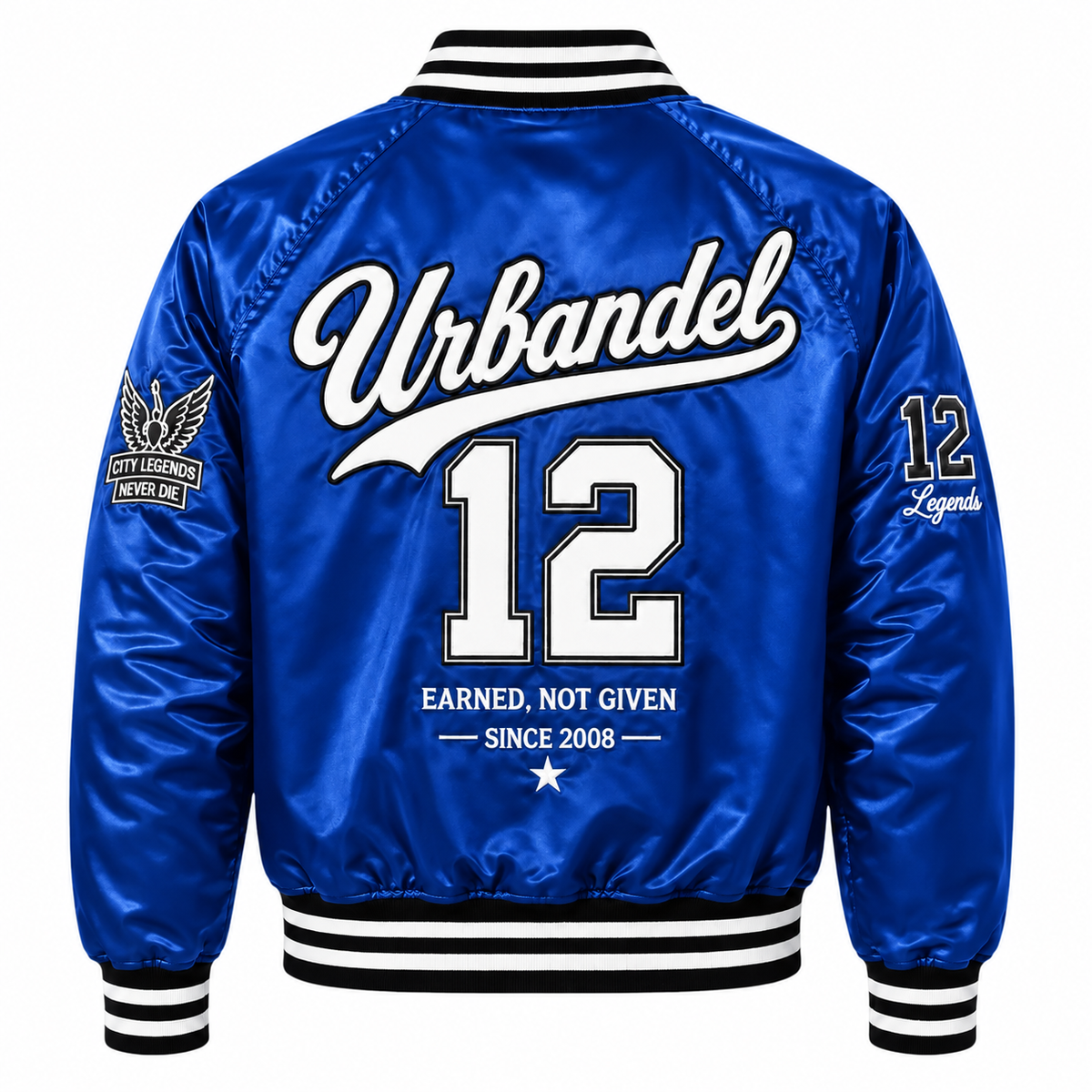 City Legends Satin Varsity Jacket – Royal Blue