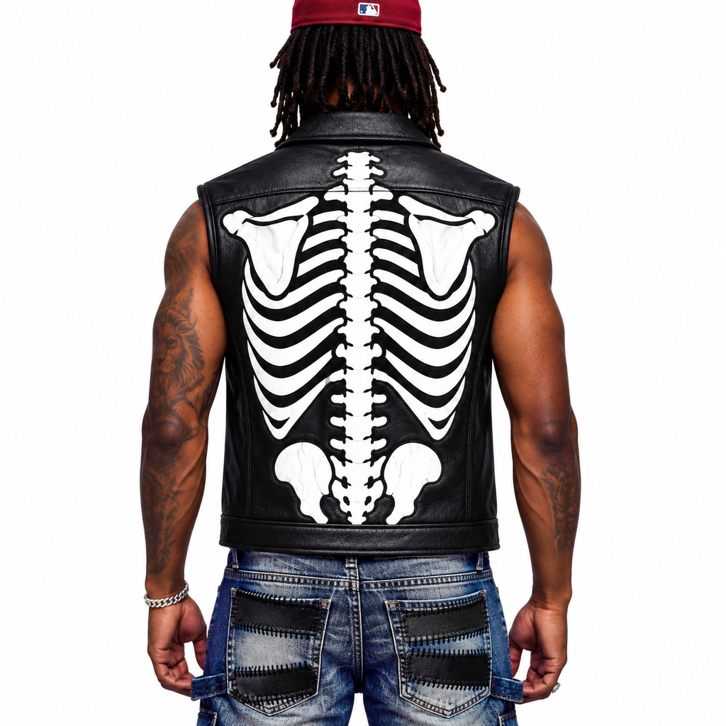 Bone Legacy Leather Vest – Black