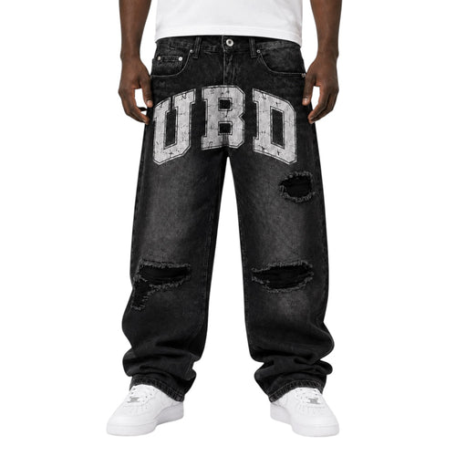 Cracked UBD Distressed Denim – Washed Black