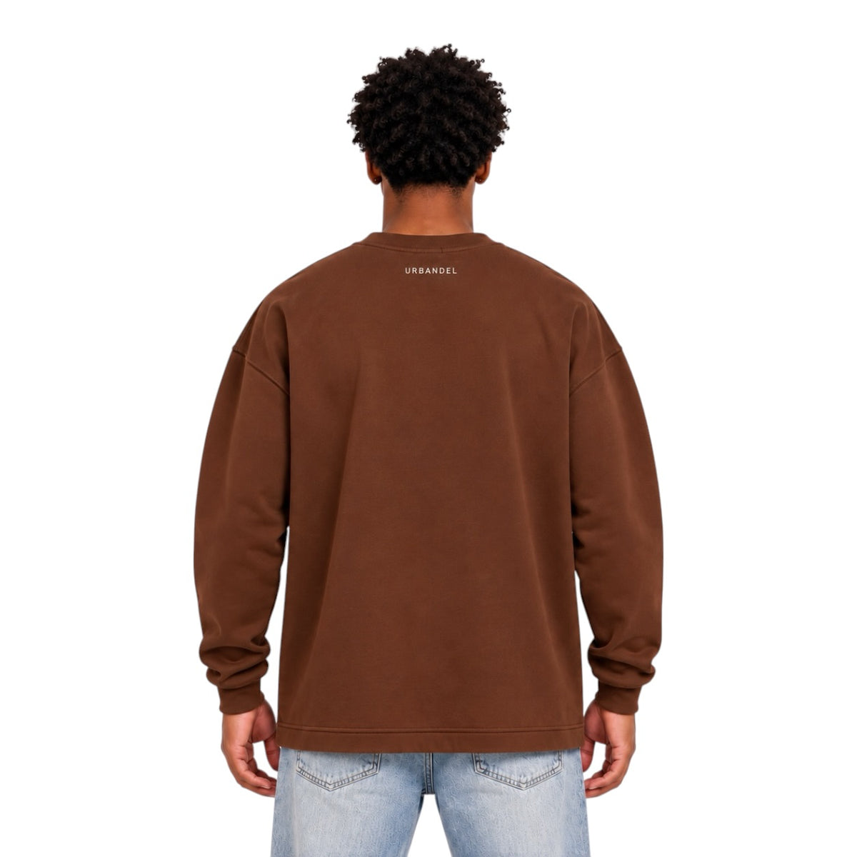 City Legends Denim Appliqué Crewneck – Brown