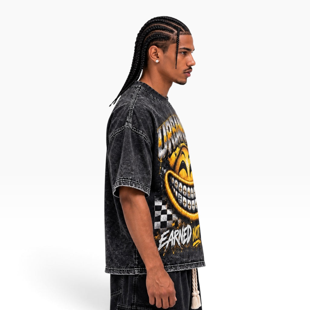 Earned Smile Heavyweight Tee – Washed Black
