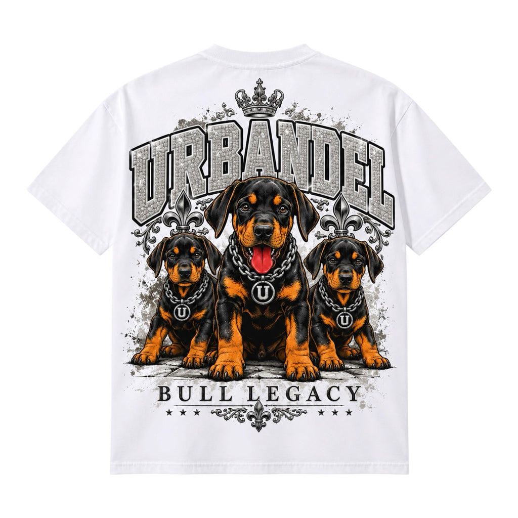 Bull Legacy Rottweiler Graphic Heavyweight Tee – White