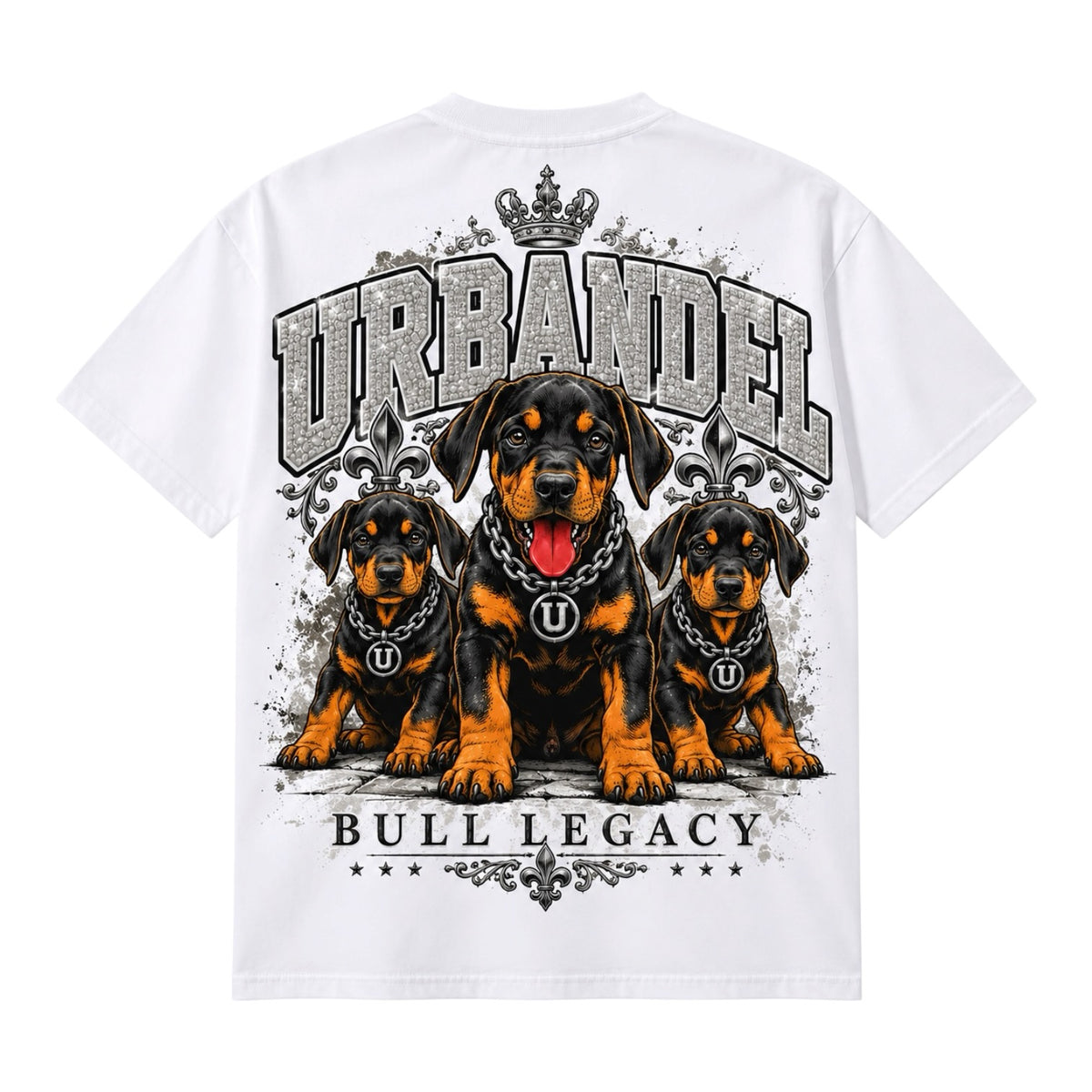 Bull Legacy Rottweiler Graphic Heavyweight Tee – White