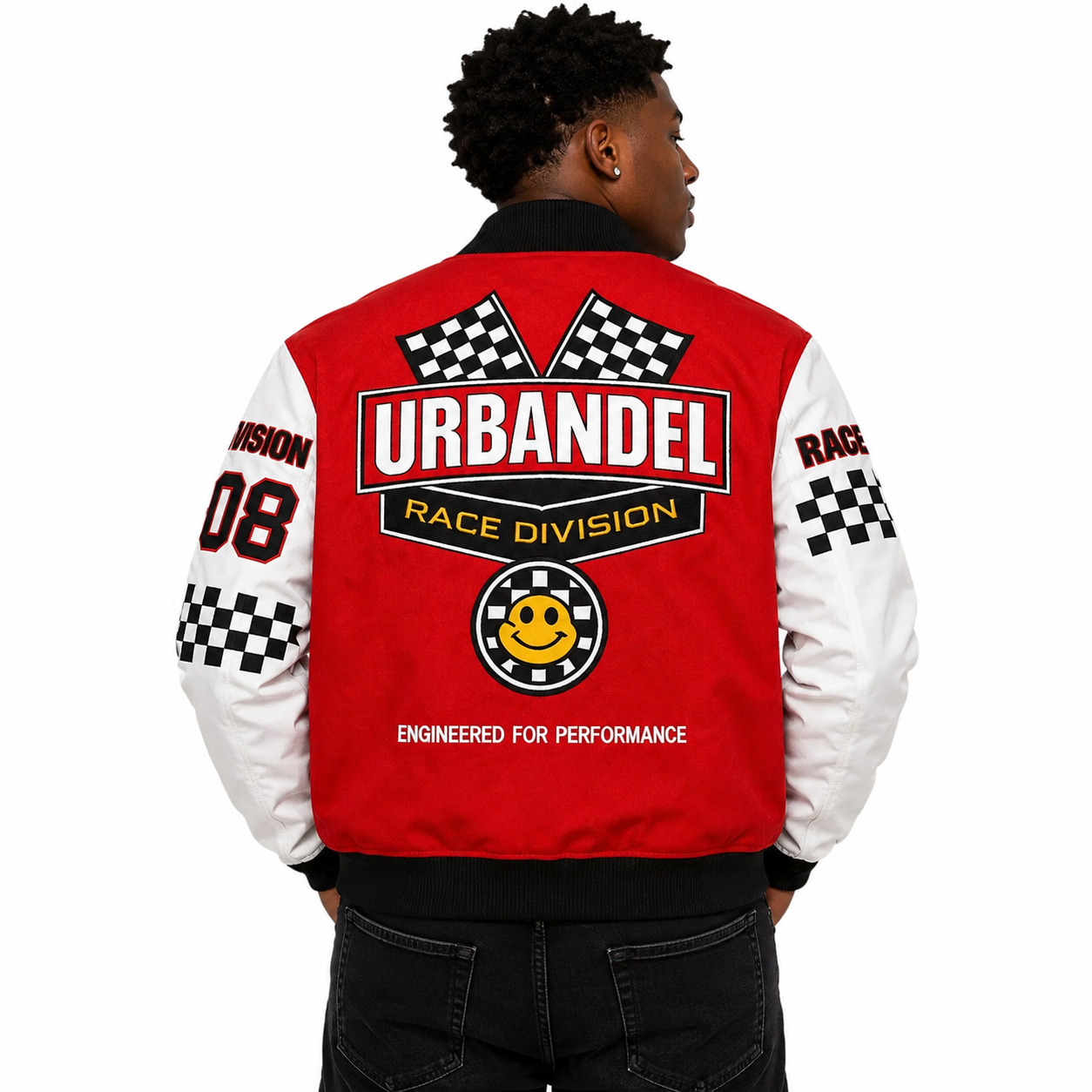 Race Property” Leather Varsity Jacket