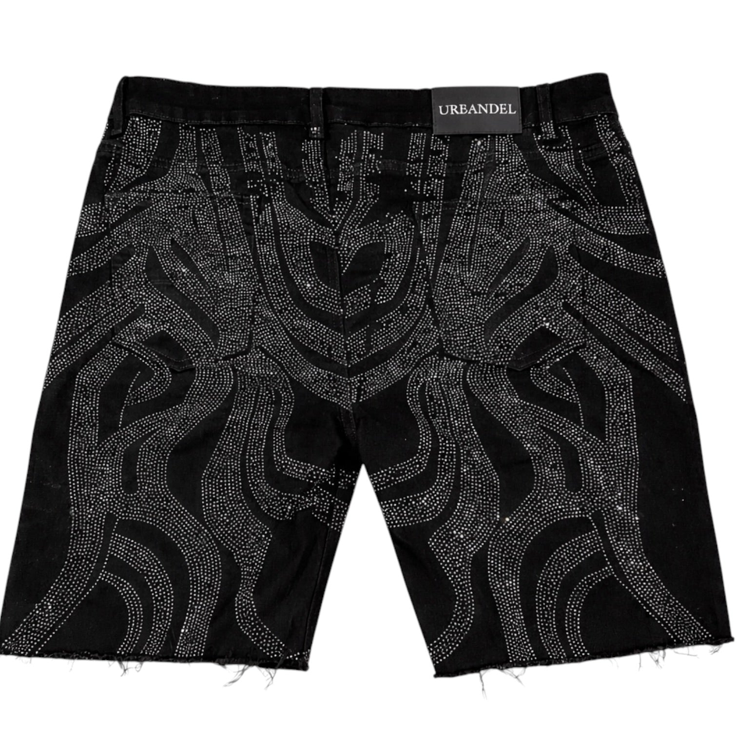 Midnight Circuit” Rhinestone Denim Shorts