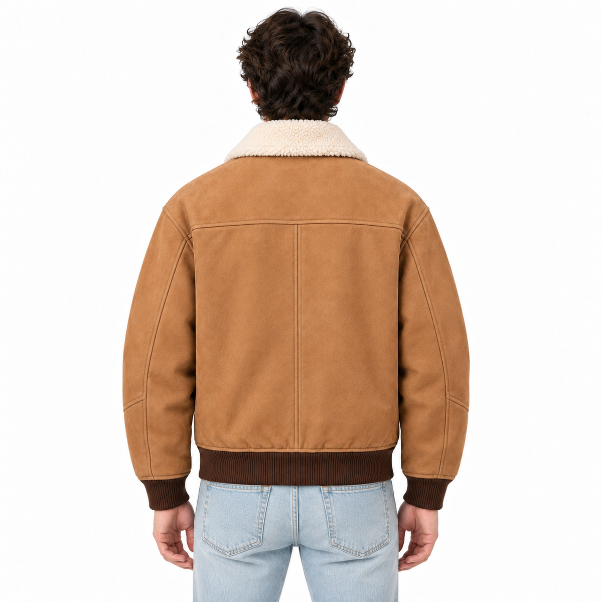 Heritage Sherpa Collar Suede Bomber Jacket