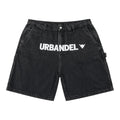 Racing Division” Distressed Denim Shorts