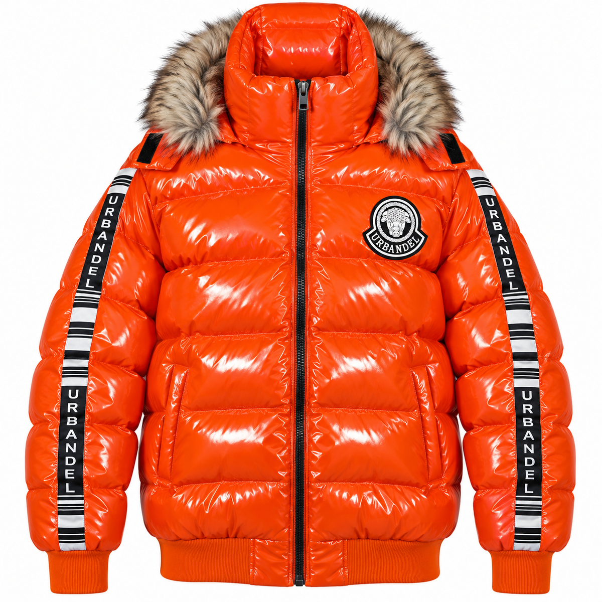 Arctic Bull Gloss Puffer Jacket – Solar Orange