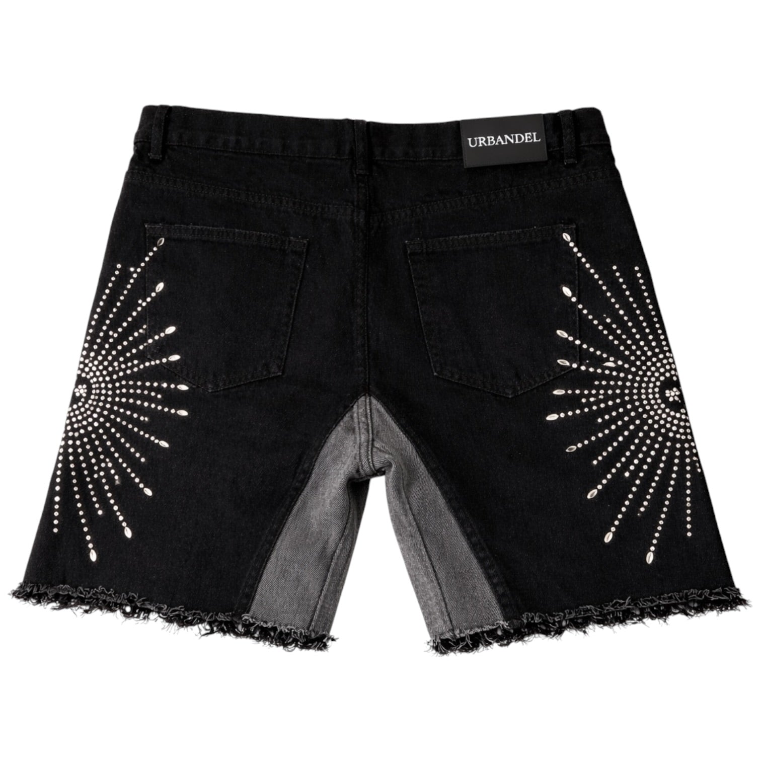 Iron Halo” Rhinestone Denim Shorts