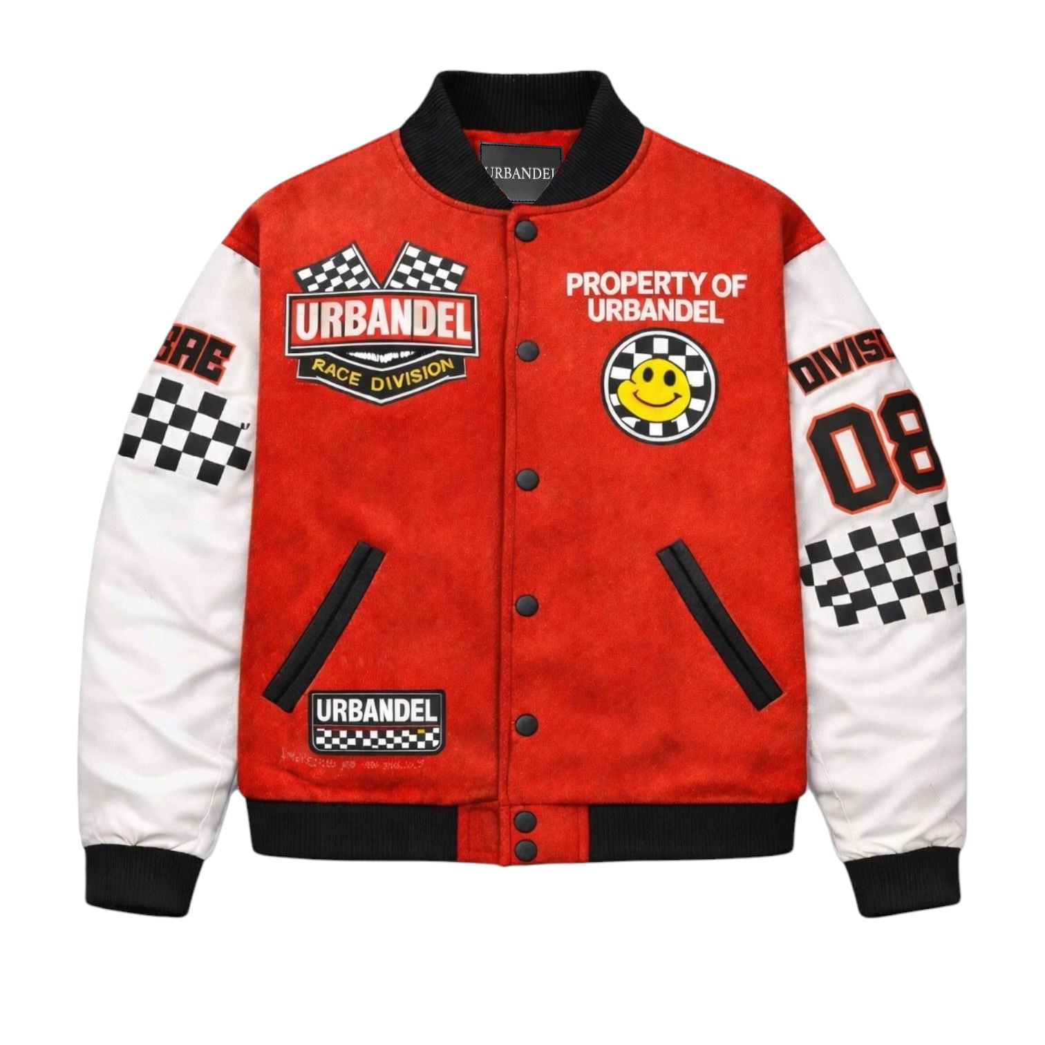 Race Property” Leather Varsity Jacket