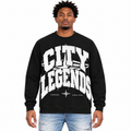 City Legends Denim Appliqué Crewneck – Black
