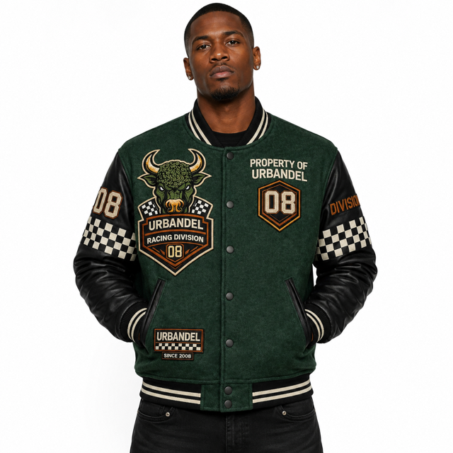 Iron Circuit 08” Real Leather Varsity Jacket