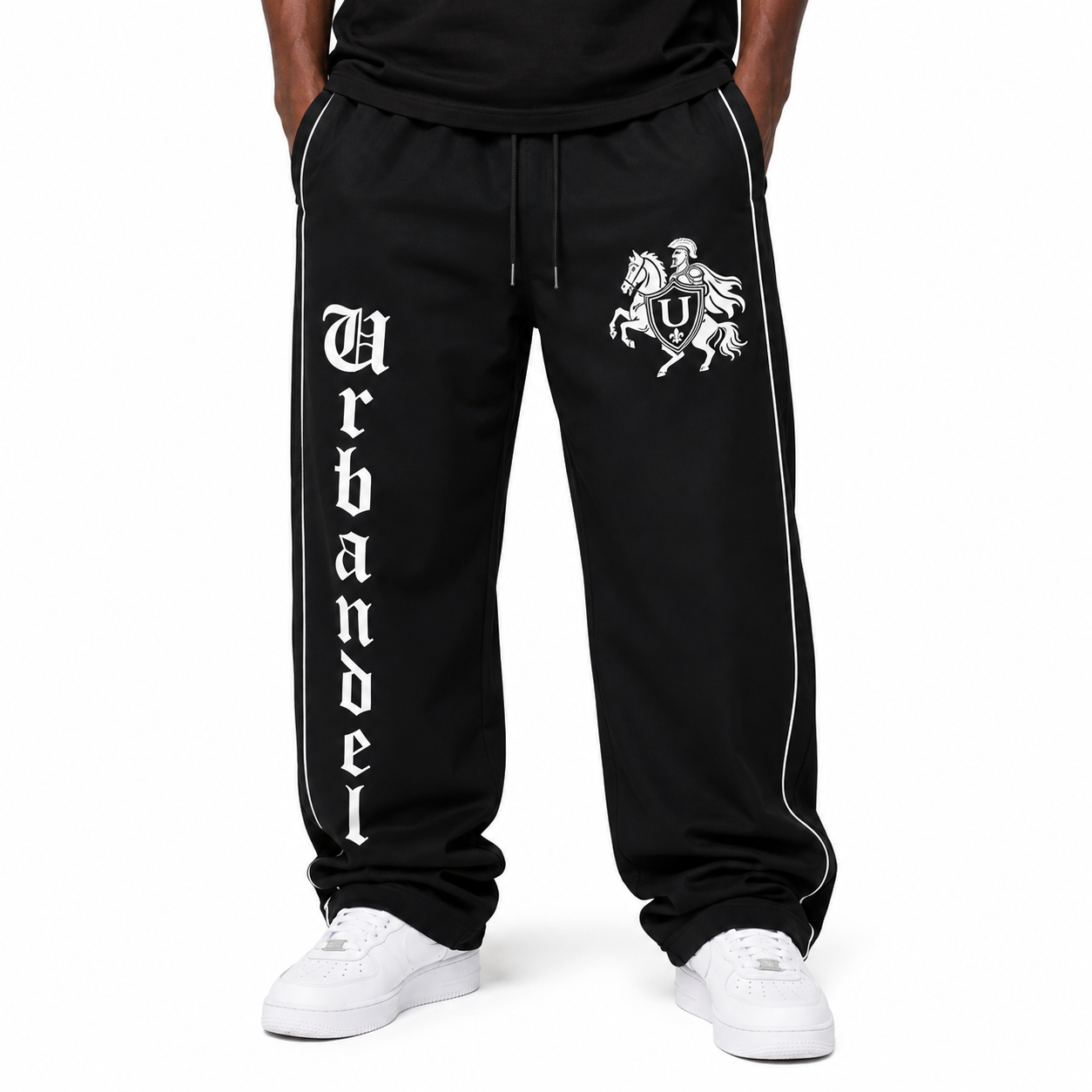 Unknown Warrior Wide-Leg Track Pants – Black