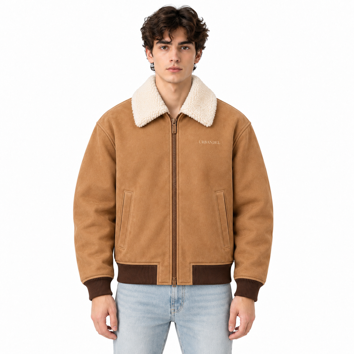 Heritage Sherpa Collar Suede Bomber Jacket