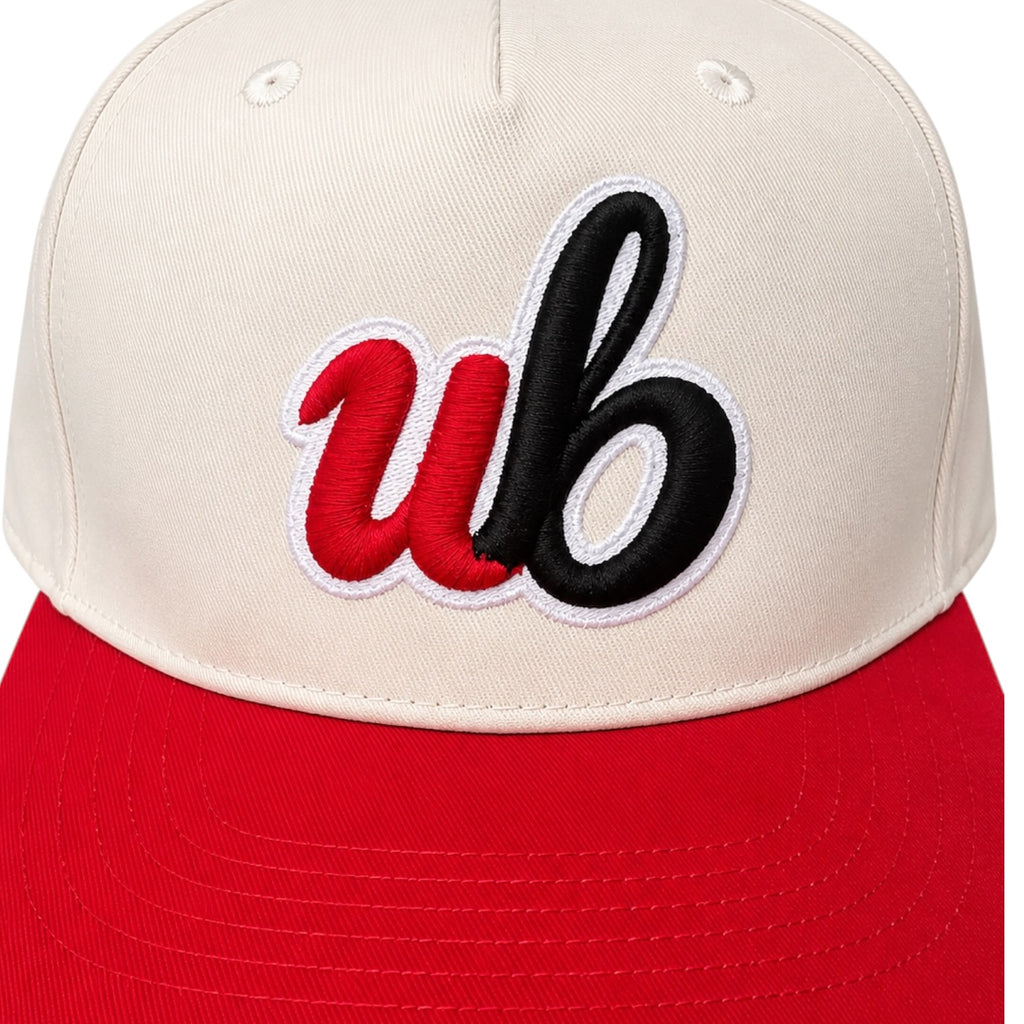 Script Snapback – Cream/Red