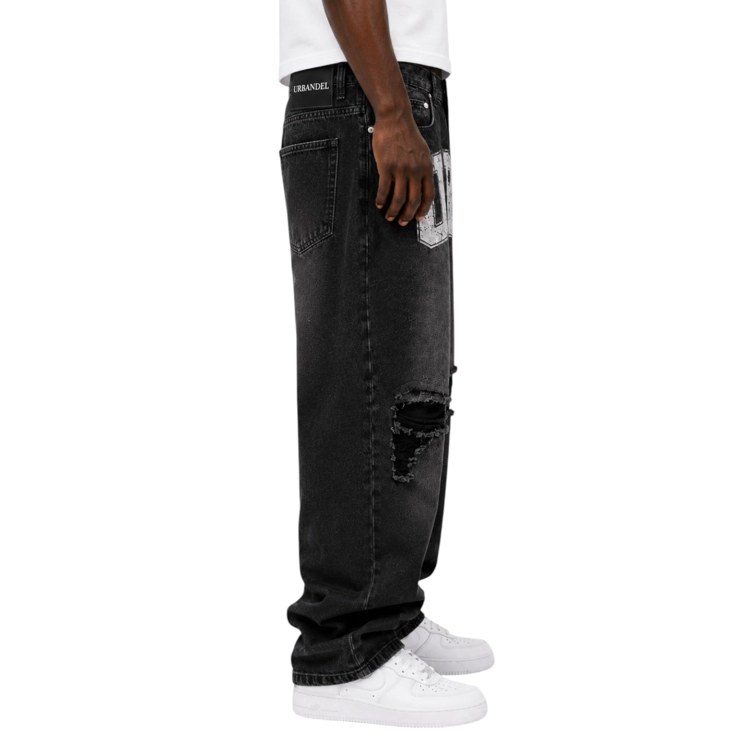 Cracked UBD Distressed Denim – Washed Black