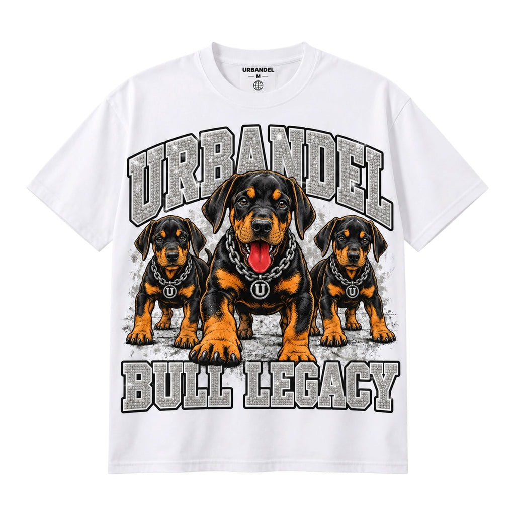Bull Legacy Rottweiler Graphic Heavyweight Tee – White
