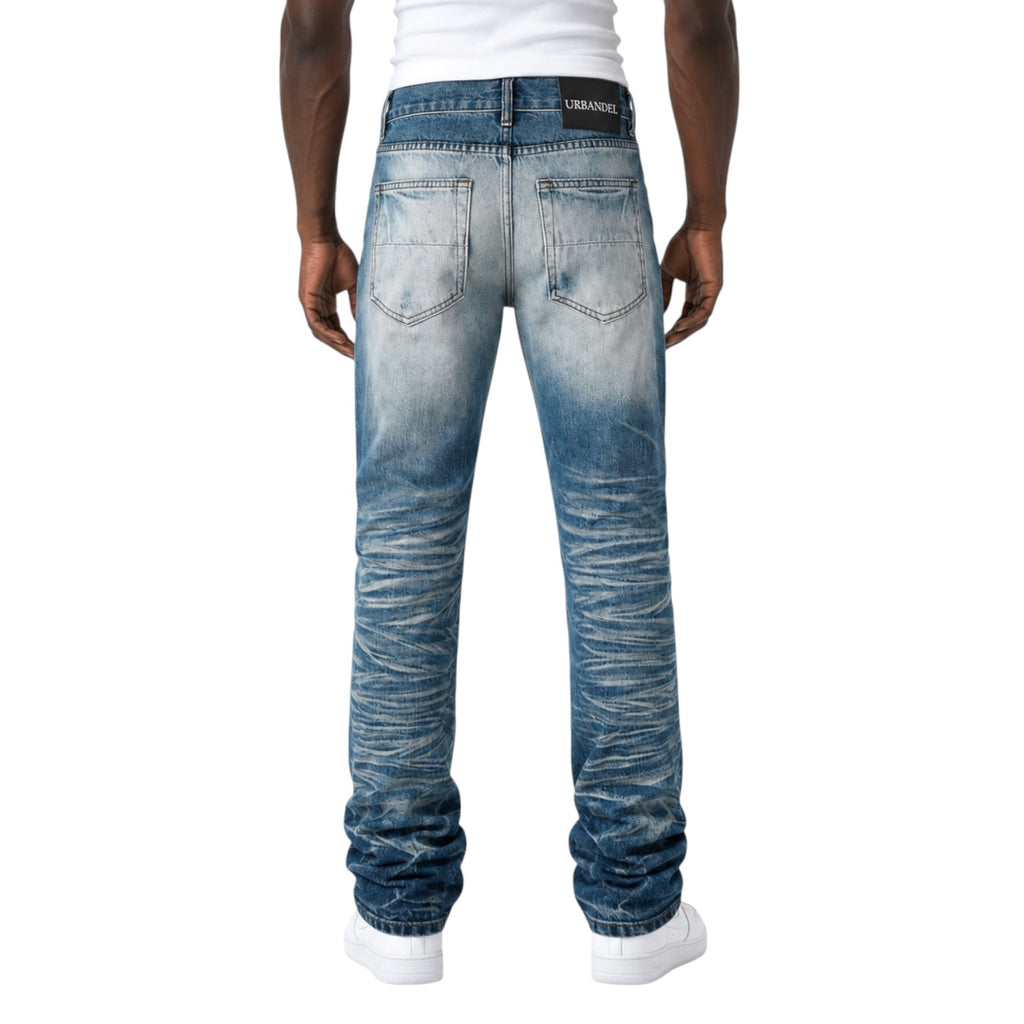 Glacier Rib Distressed Stack Denim