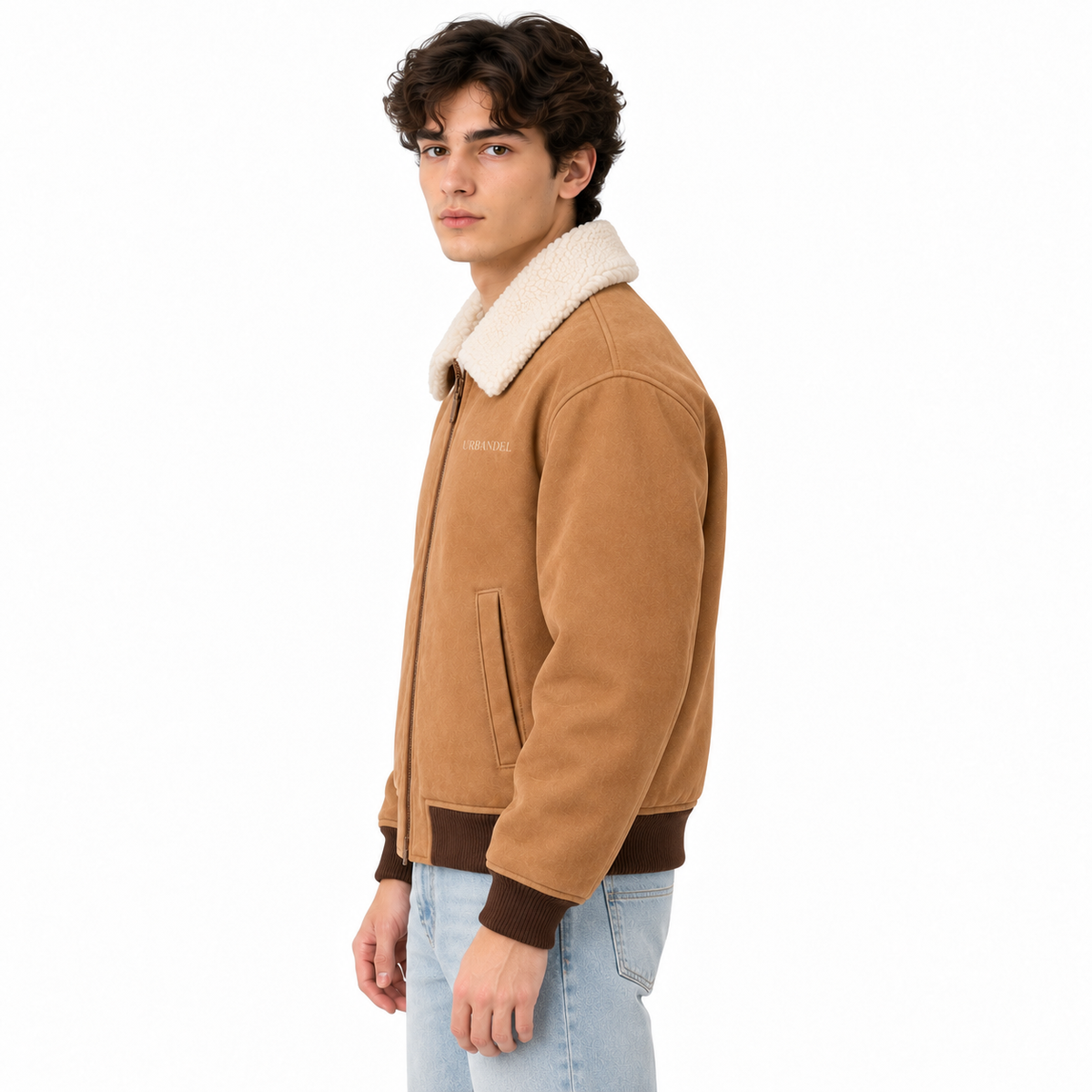 Heritage Sherpa Collar Suede Bomber Jacket