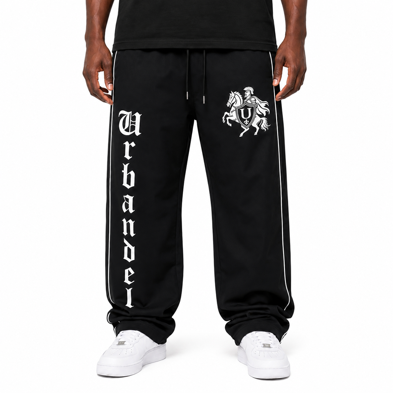 Unknown Warrior Wide-Leg Track Pants – Black