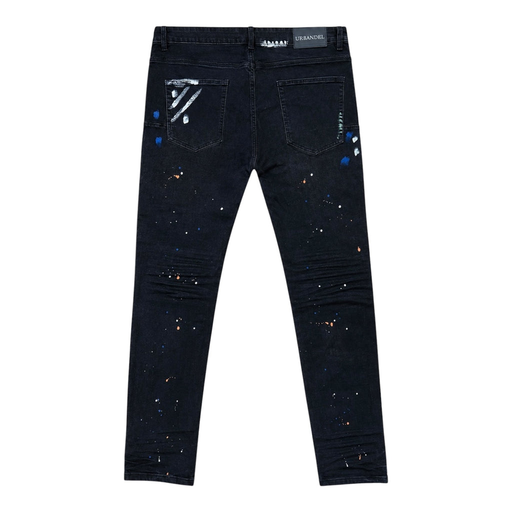 Midnight Splatter” Distressed Denim