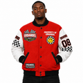 Race Property” Leather Varsity Jacket