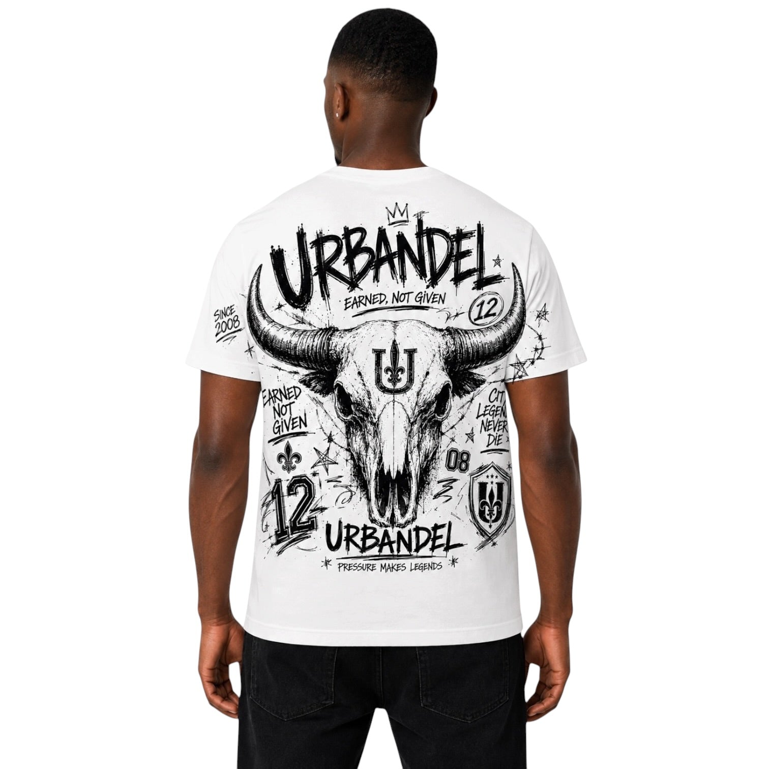 Pressure Makes Legends Bull Skull Tee – White