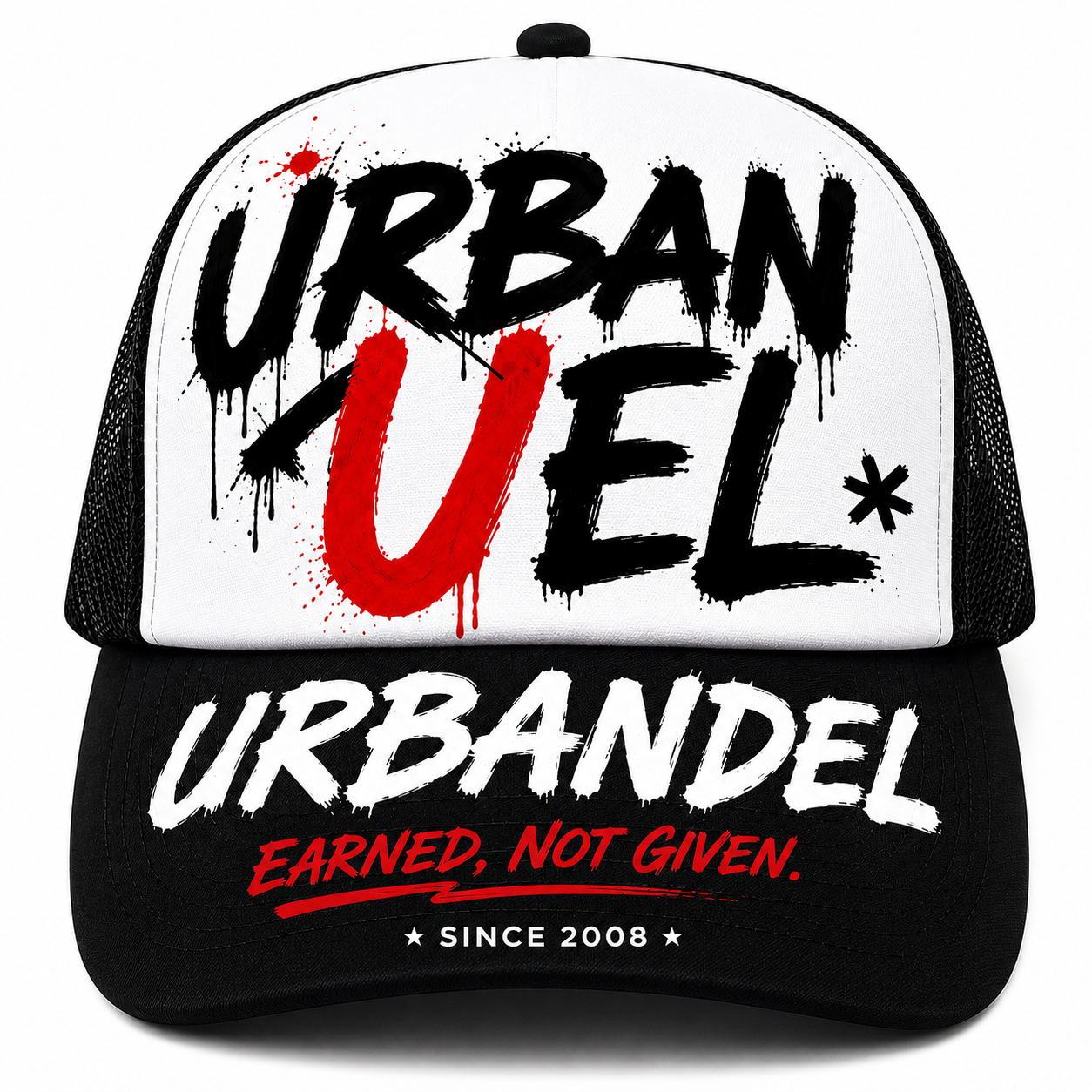 URBANDEL Graffiti Riot Trucker Hat – Black/White/Red