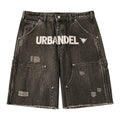 Olive Racing Division” Distressed Denim Shorts