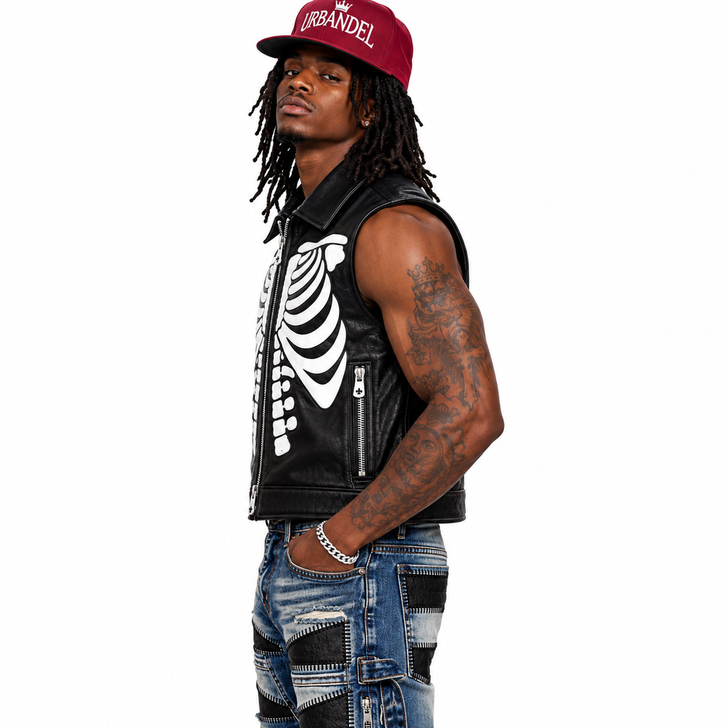 Bone Legacy Leather Vest – Black