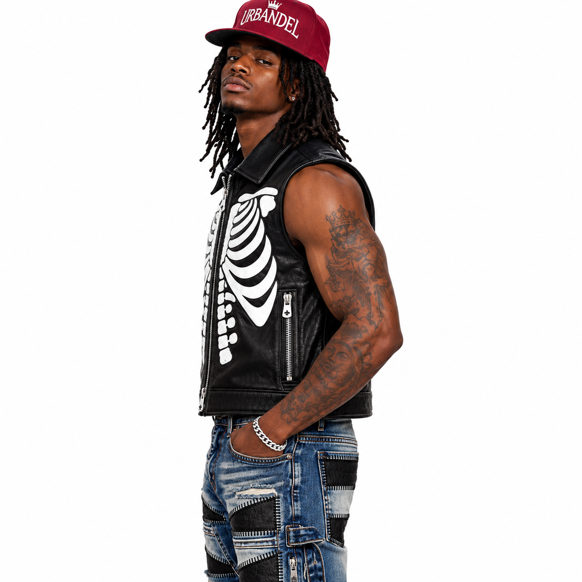 Bone Legacy Leather Vest – Black