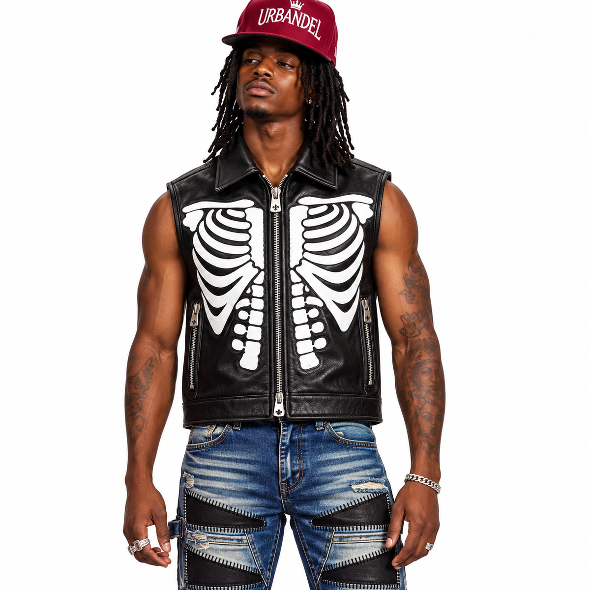 Bone Legacy Leather Vest – Black