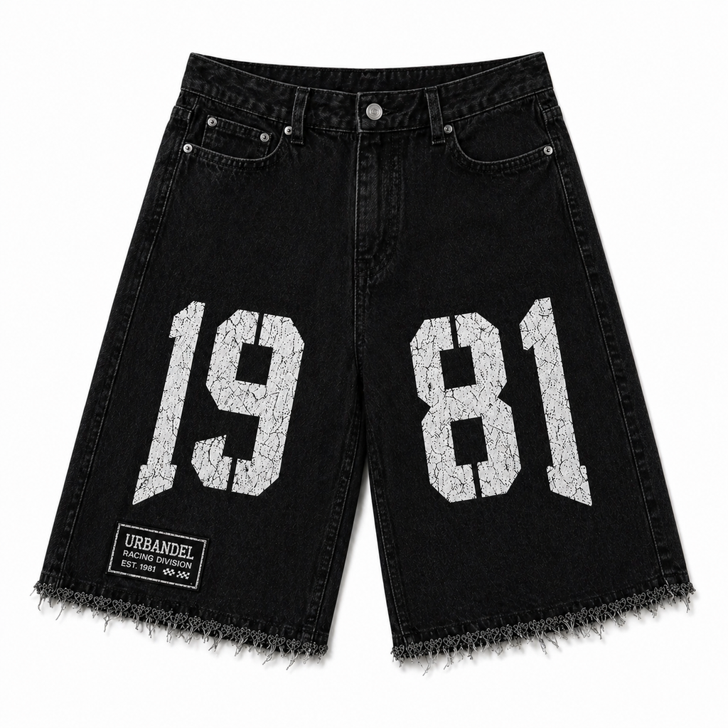 Midnight Division 81” Distressed Denim Shorts