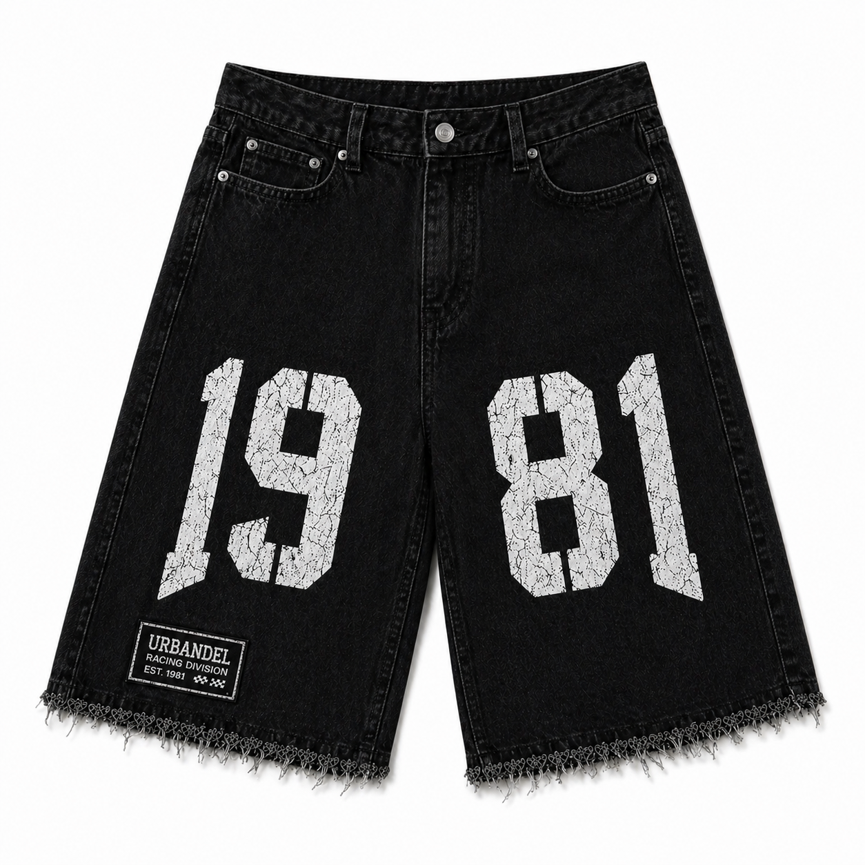 Midnight Division 81” Distressed Denim Shorts