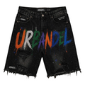 Paint Riot” Distressed Denim Shorts