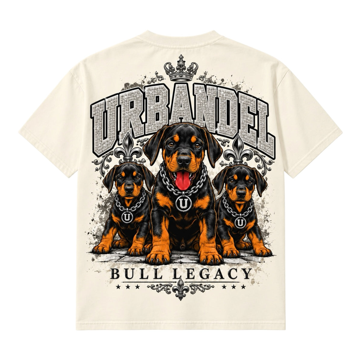 Bull Legacy Rottweiler Graphic Heavyweight Tee – Cream