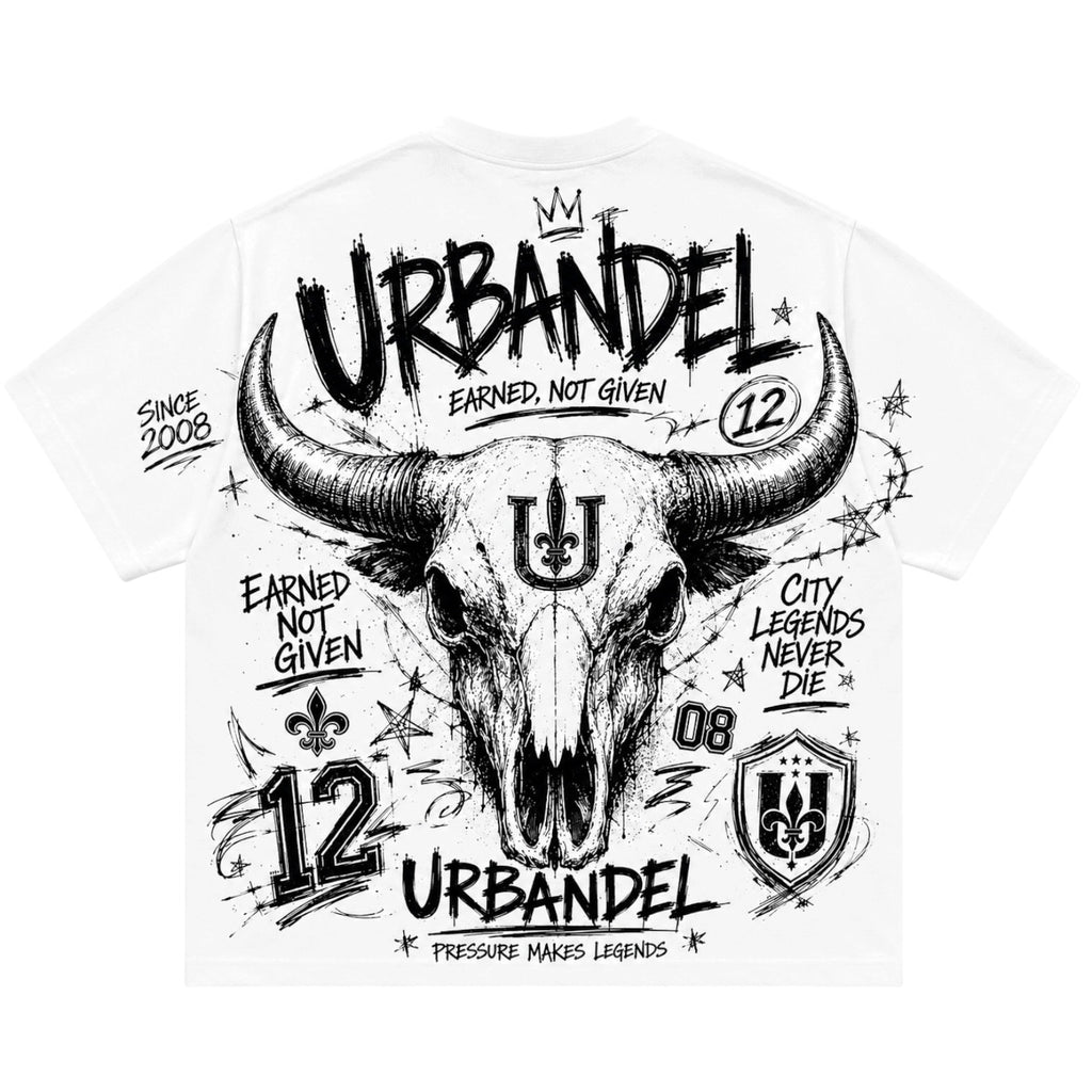 Pressure Makes Legends Bull Skull Tee – White
