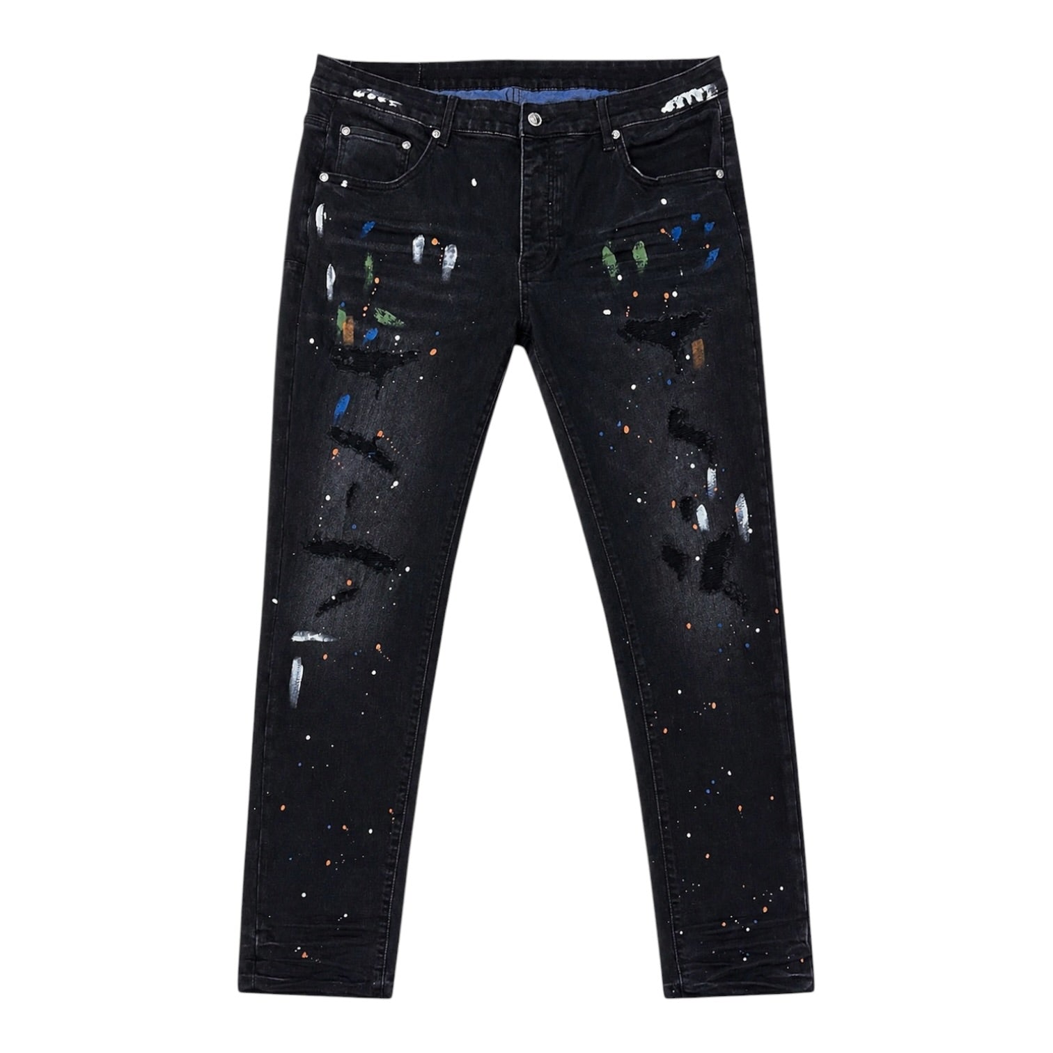 Midnight Splatter” Distressed Denim