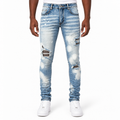 Blue Haze Distressed Stacked Denim