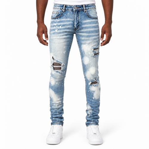 Blue Haze Distressed Stacked Denim
